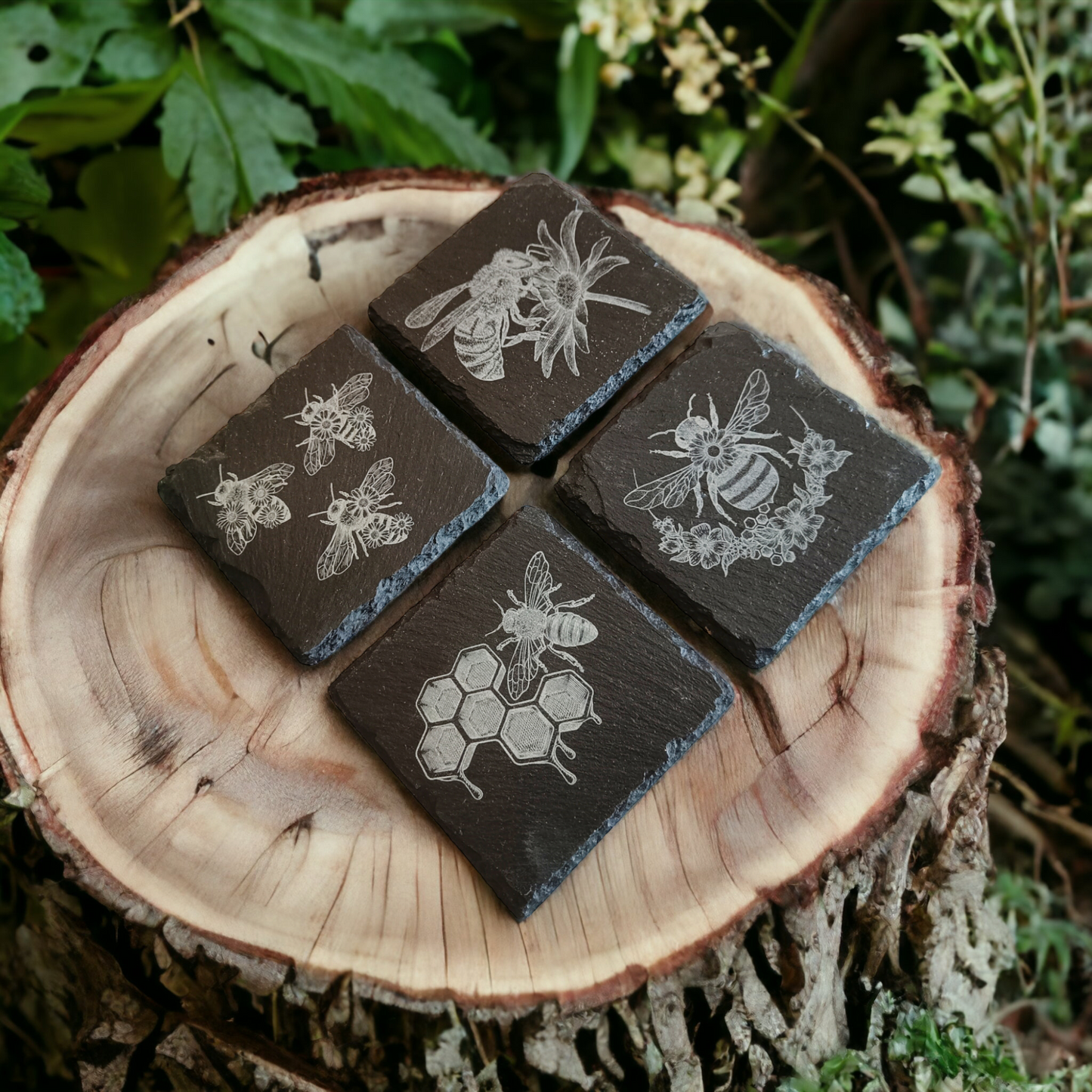 Wooden Bee Coasters