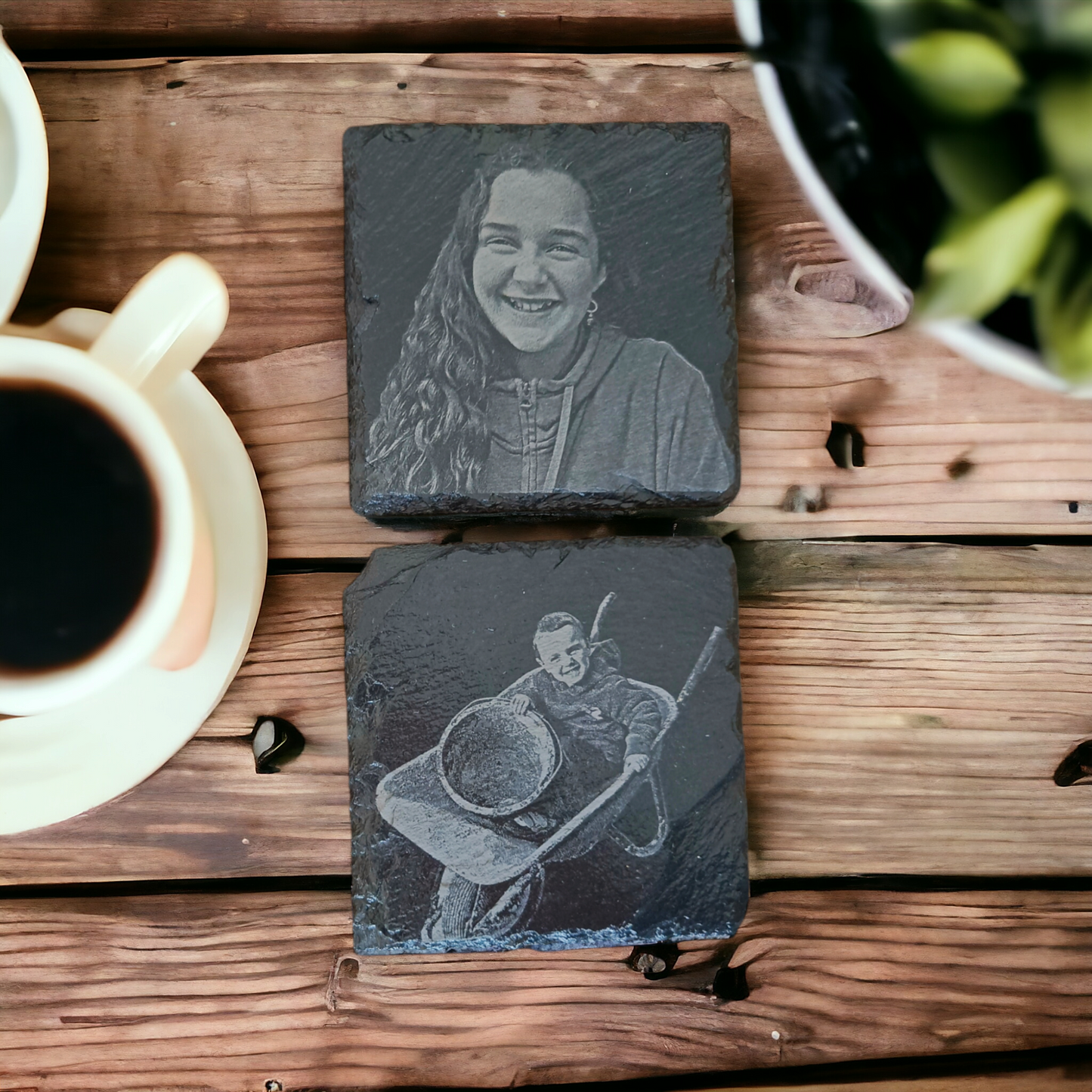 Engraved drink coasters