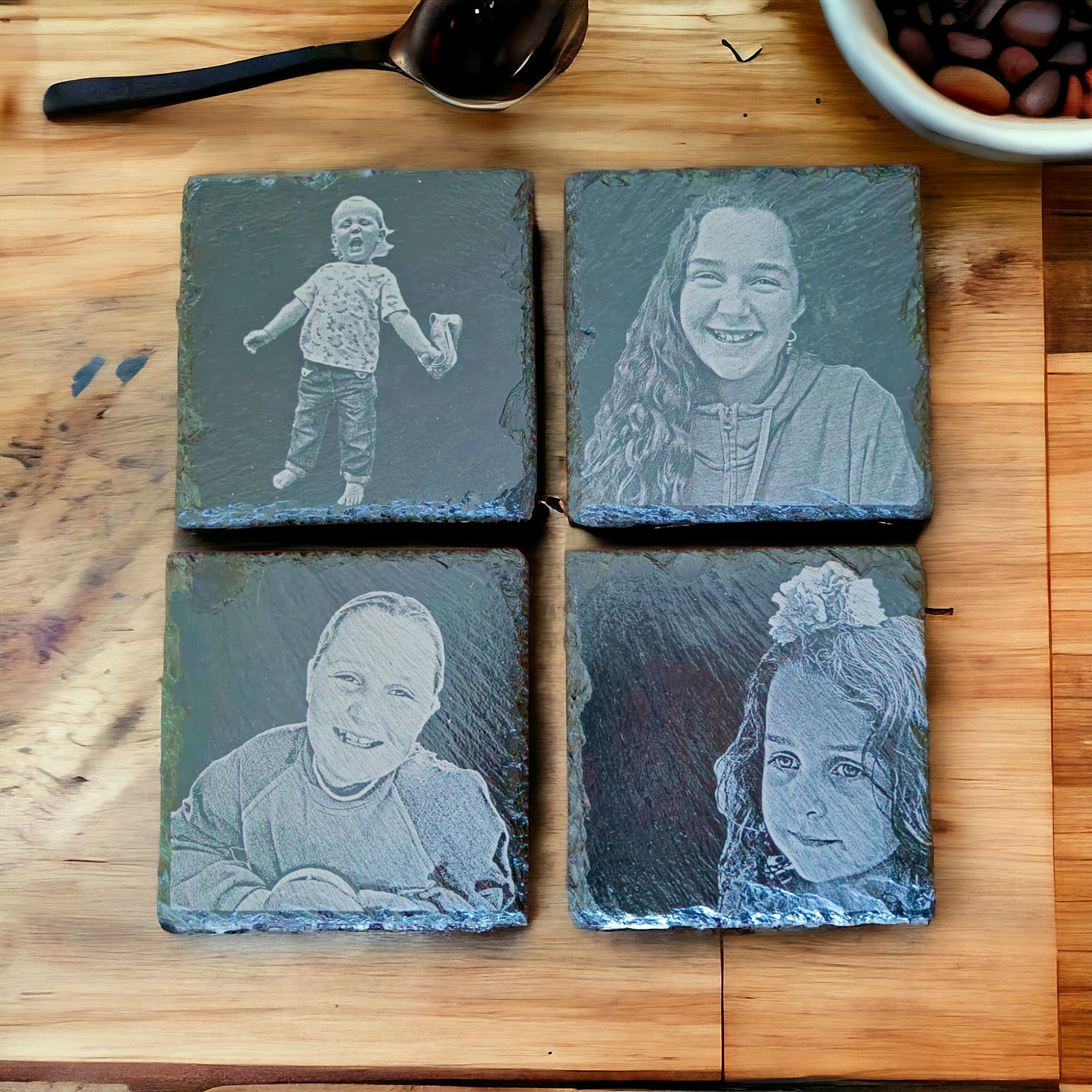 Engraved drink coasters